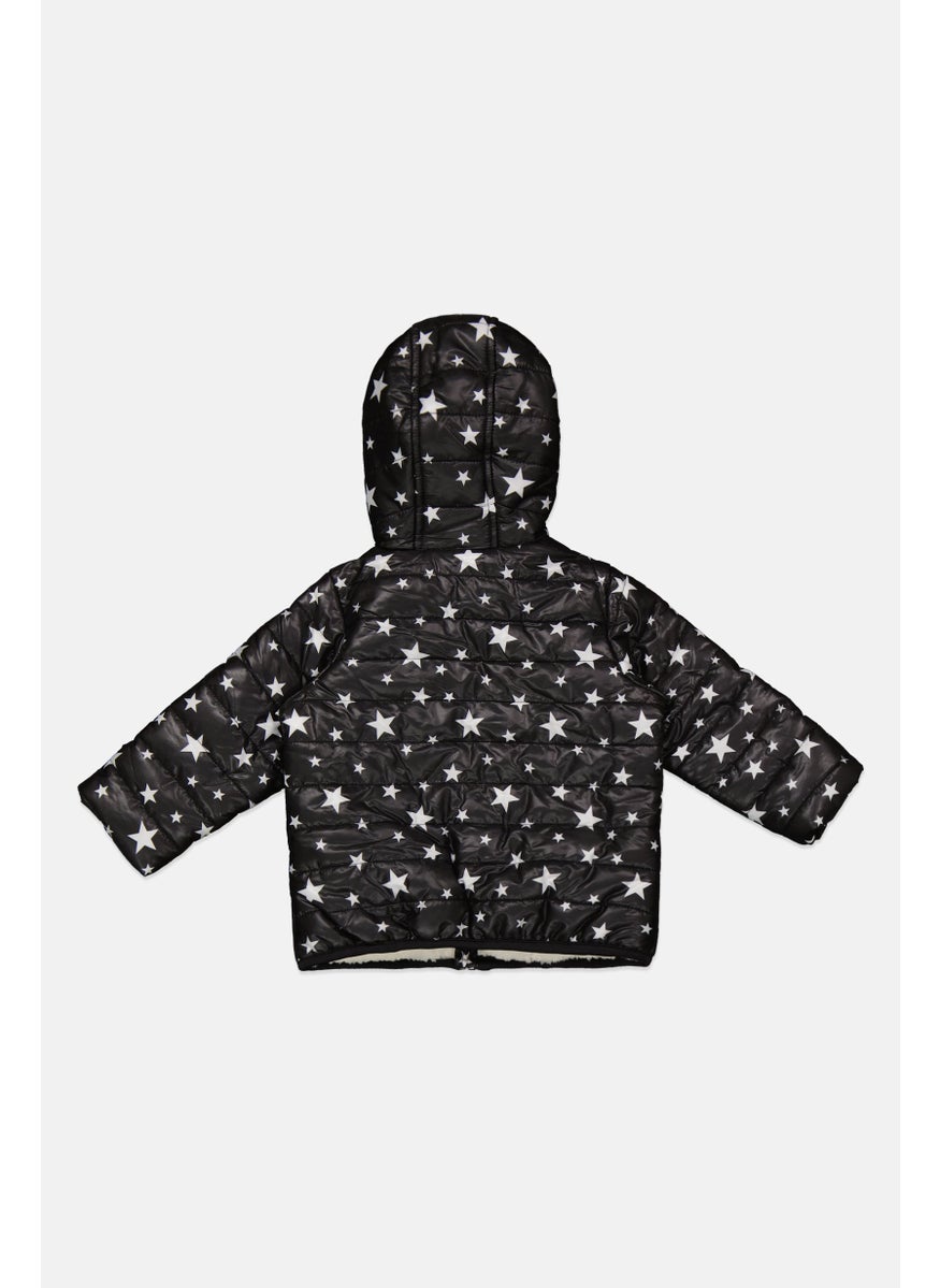 First Impressions Toddlers Boy Hooded Allover Print Puffer Jacket, Black  - Image 2
