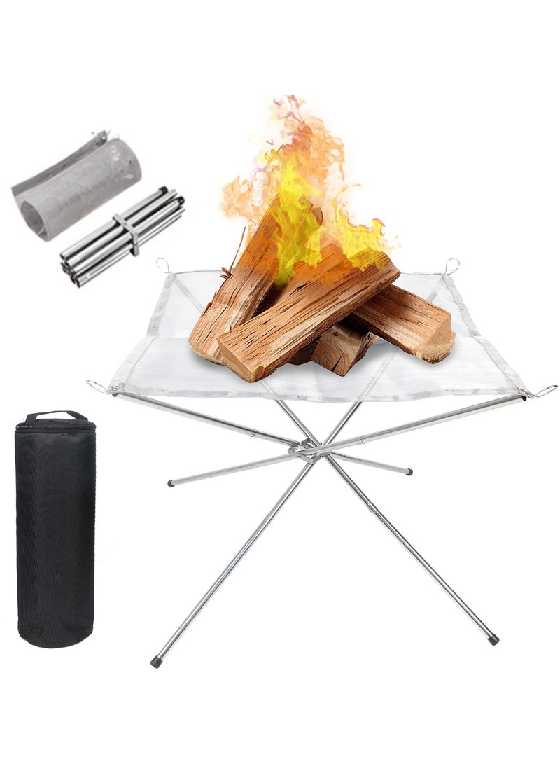 في الهواء الطلق التخييم المحمولة قابلة للطي تخزين منصة الاحتراق ، نزهة رف الحطب ، موقد الفحم الصغيرة ، موقد الفحم 16.5 بوصة / 42 * 42 * 34 سم ، متوسطة الحجم - Image 1