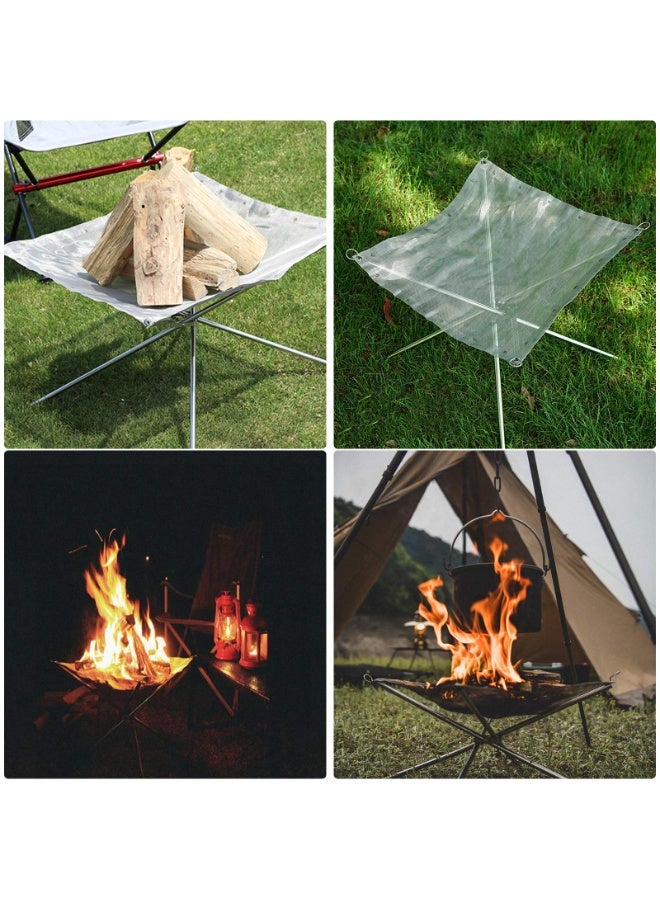 في الهواء الطلق التخييم المحمولة قابلة للطي تخزين منصة الاحتراق ، نزهة رف الحطب ، موقد الفحم الصغيرة ، موقد الفحم 16.5 بوصة / 42 * 42 * 34 سم ، متوسطة الحجم - Image 5