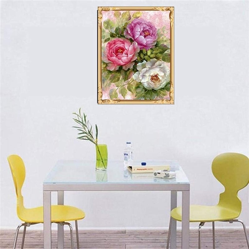 Zoxito طقم رسم الماس زوكسيطو 12x16 بوصة شجرة الحياة البيضاء طقم رسم الماس 5D للبالغين والأطفال مناسب جداً للترفيه المنزلي وزينة الجدران زهور الفاوانيا - Image 2