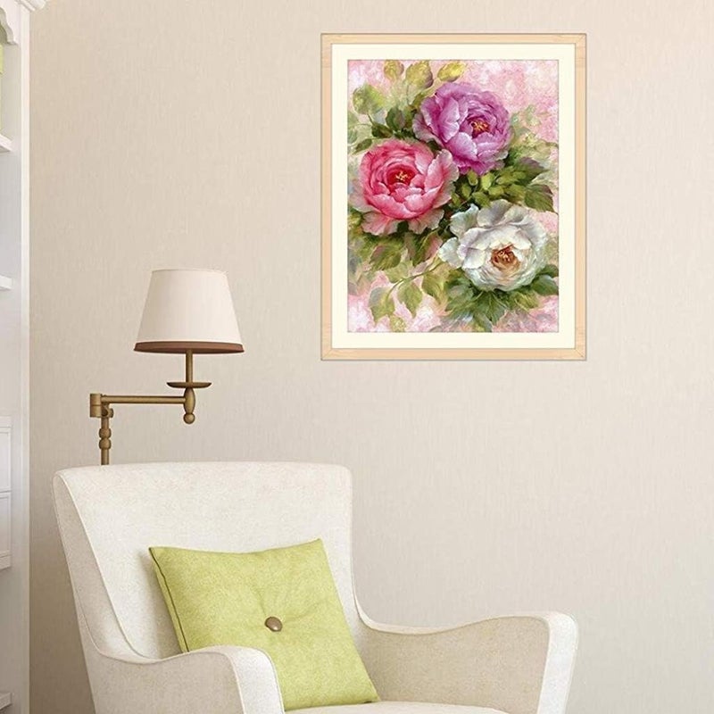 Zoxito طقم رسم الماس زوكسيطو 12x16 بوصة شجرة الحياة البيضاء طقم رسم الماس 5D للبالغين والأطفال مناسب جداً للترفيه المنزلي وزينة الجدران زهور الفاوانيا - Image 3