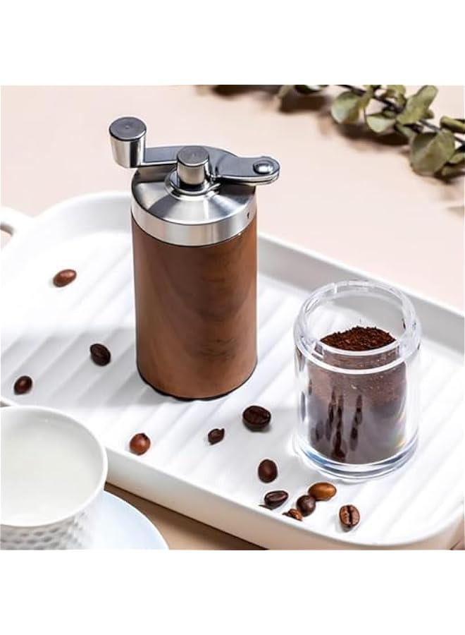 HOOKOR Manual coffee bean grinder with stainless steel burrs, portable stainless steel folding handle coffee bean grinder, transparent powder bin,Brown - Image 4