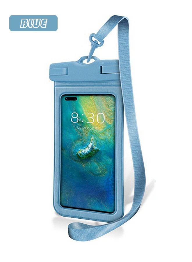 Waterproof Phone Pouch Case Cover, Dustproof Touchscreen Compatible Phone Case Dry Bag with Lanyard (Blue)  - Image 1