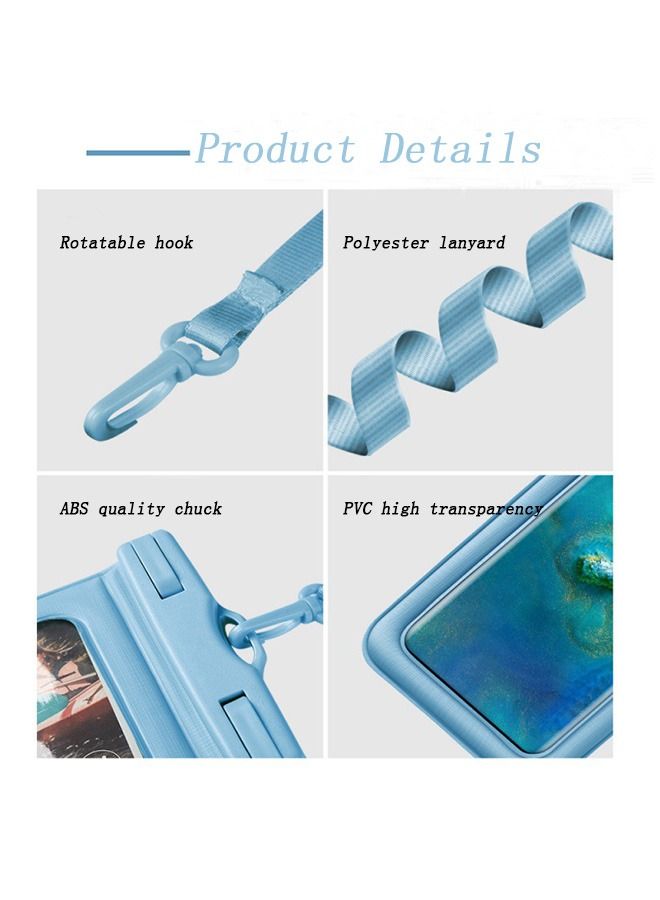 Waterproof Phone Pouch Case Cover, Dustproof Touchscreen Compatible Phone Case Dry Bag with Lanyard (Blue)  - Image 3