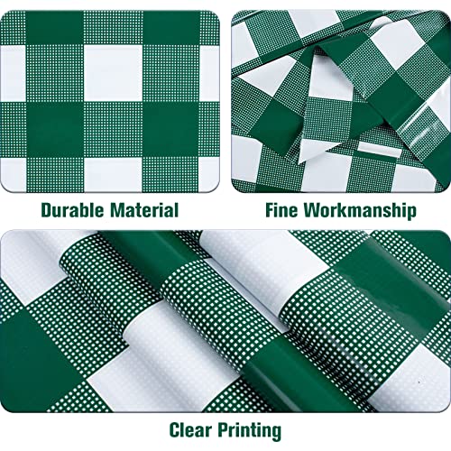 Kesfey 3 Packs Green and White Checkered Tablecloths 54 x 108 Inches Disposable Plastic Gingham Tablecovers Waterproof Rectangle Picnic Party Table Covers for Birthday Party Supplies Christmas - Image 2