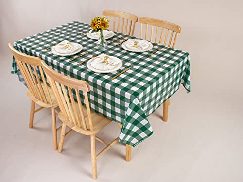 Kesfey 3 Packs Green and White Checkered Tablecloths 54 x 108 Inches Disposable Plastic Gingham Tablecovers Waterproof Rectangle Picnic Party Table Covers for Birthday Party Supplies Christmas - Image 4