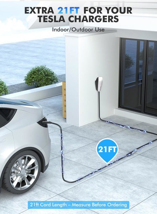 SEGUMA EV Charger Extension Cable for Tesla Charger, 50Amp 21ft Max 240V 12kW with NACS Plug, EV Extension Cord for Level 1/2 Tesla Mobile Charger/Wall Connector, Extension Cord for ModelY/X/3/S/Cyber-truck - Image 3