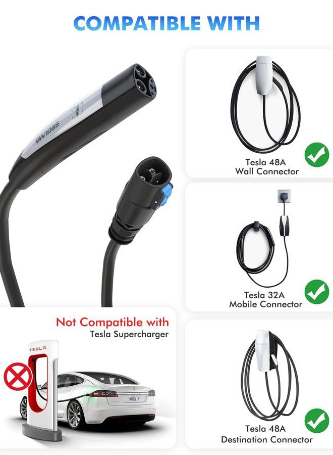 SEGUMA EV Charger Extension Cable for Tesla Charger, 50Amp 21ft Max 240V 12kW with NACS Plug, EV Extension Cord for Level 1/2 Tesla Mobile Charger/Wall Connector, Extension Cord for ModelY/X/3/S/Cyber-truck - Image 5