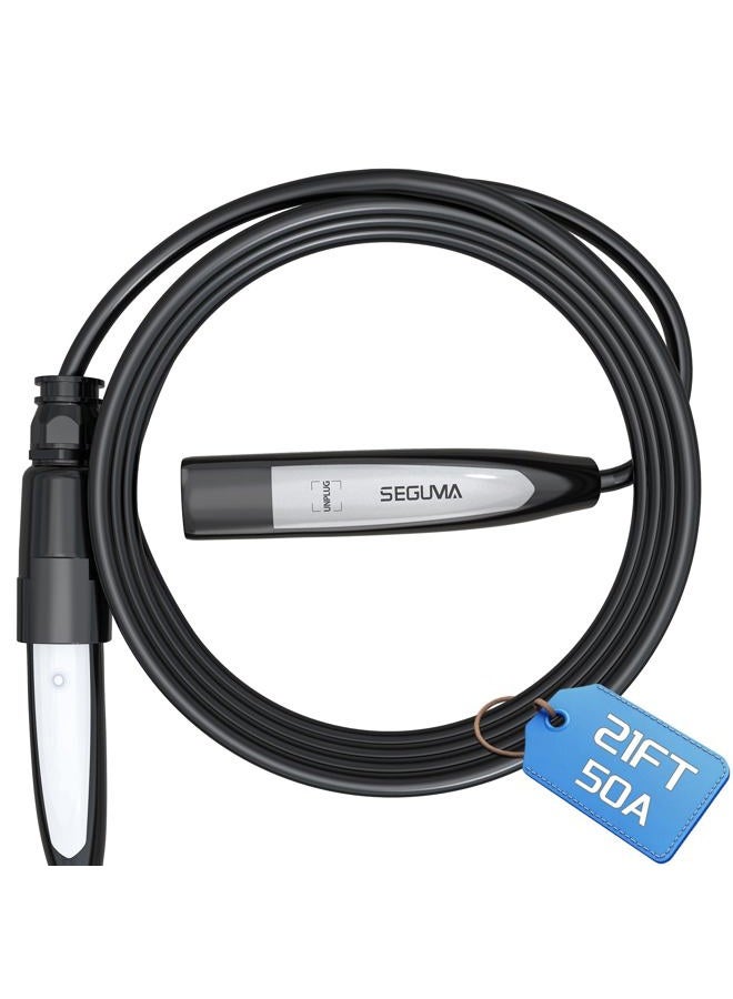 SEGUMA EV Charger Extension Cable for Tesla Charger, 50Amp 21ft Max 240V 12kW with NACS Plug, EV Extension Cord for Level 1/2 Tesla Mobile Charger/Wall Connector, Extension Cord for ModelY/X/3/S/Cyber-truck - Image 1