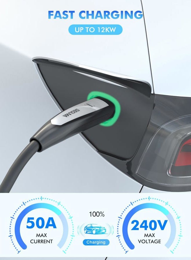 SEGUMA EV Charger Extension Cable for Tesla Charger, 50Amp 21ft Max 240V 12kW with NACS Plug, EV Extension Cord for Level 1/2 Tesla Mobile Charger/Wall Connector, Extension Cord for ModelY/X/3/S/Cyber-truck - Image 2