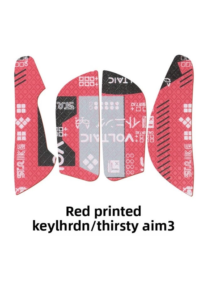 Suitable For Keychron M3 Mouse Anti-slip Sticker Sweat-absorbent Sticker Thirsty M3 Key Protection Side Skirt Sticker Back Sticker-Color:[half Pack] A Red Printed Mouse Sticker  - Image 1