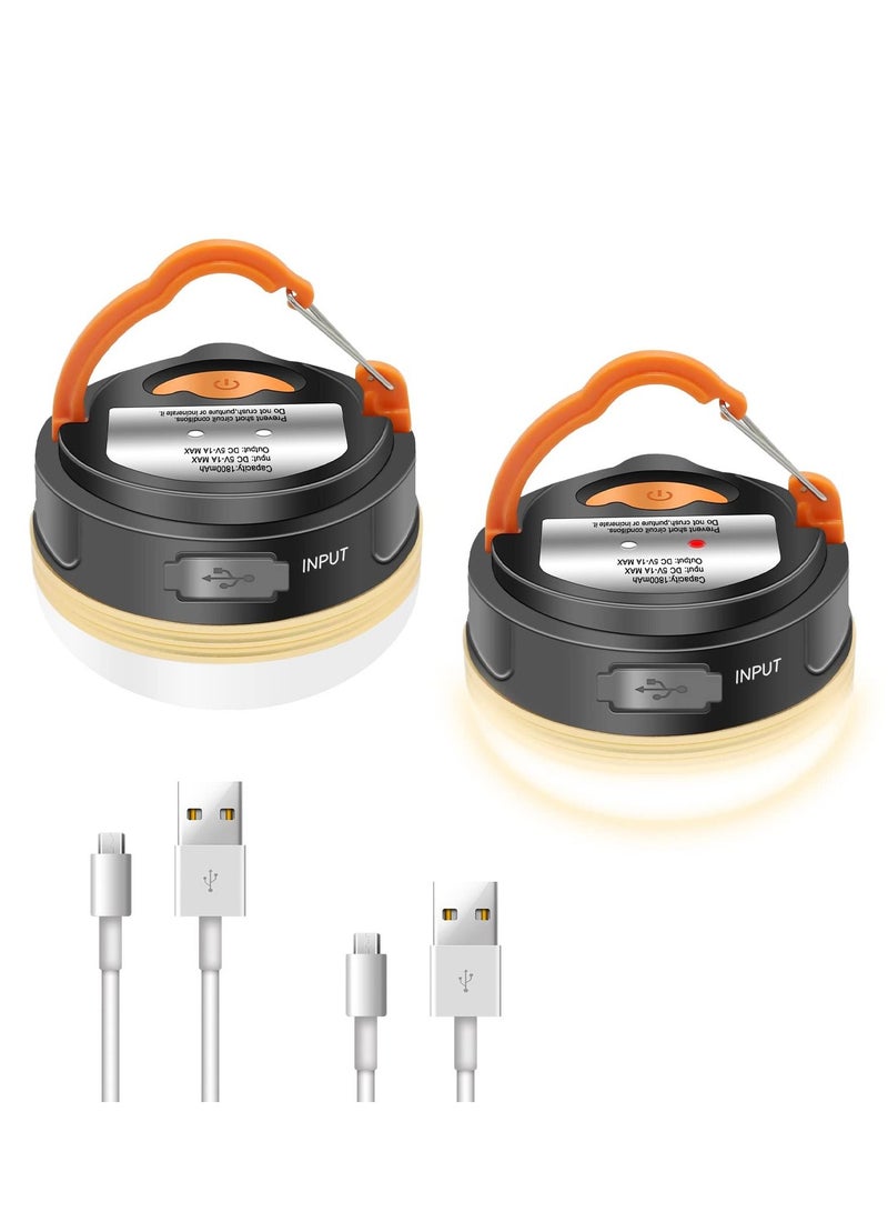 SYOSI 2 Packs LED Camping Lantern Rechargeable Portable Tent Light 300LM 3 Light Power Bank with Magnet Base Electric Lantern Flashlight for Camping Hiking - Image 1