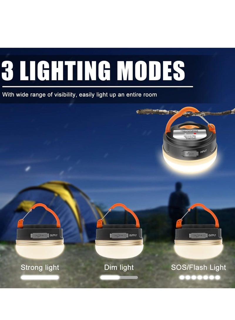 SYOSI 2 Packs LED Camping Lantern Rechargeable Portable Tent Light 300LM 3 Light Power Bank with Magnet Base Electric Lantern Flashlight for Camping Hiking - Image 2