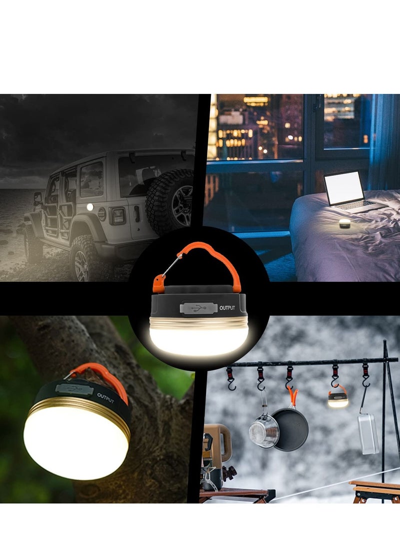 SYOSI 2 Packs LED Camping Lantern Rechargeable Portable Tent Light 300LM 3 Light Power Bank with Magnet Base Electric Lantern Flashlight for Camping Hiking - Image 4