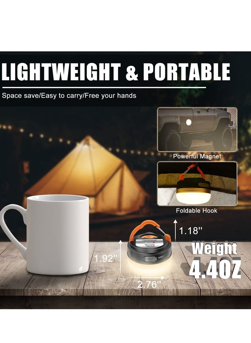 SYOSI 2 Packs LED Camping Lantern Rechargeable Portable Tent Light 300LM 3 Light Power Bank with Magnet Base Electric Lantern Flashlight for Camping Hiking - Image 3