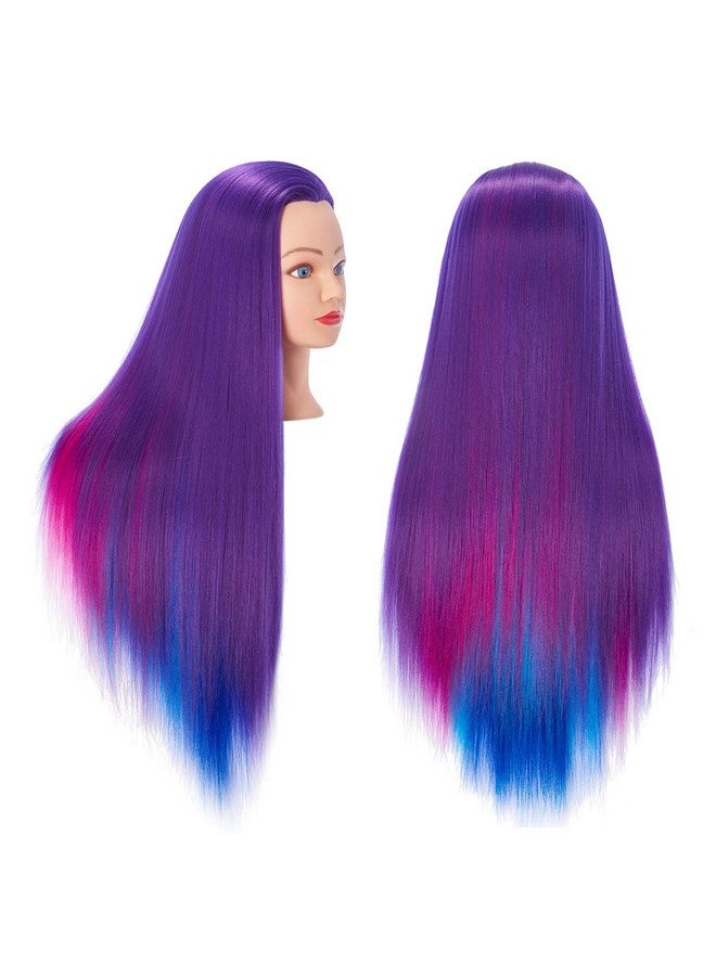Hairingrid 26"-28" Mannequin Head Hair Styling Training Head Manikin Cosmetology Doll Head Synthetic Fiber Hair and Free Clamp Holder (Colourful) - Image 1