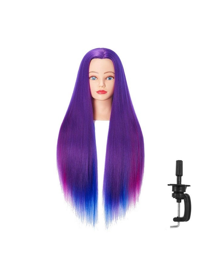 Hairingrid 26"-28" Mannequin Head Hair Styling Training Head Manikin Cosmetology Doll Head Synthetic Fiber Hair and Free Clamp Holder (Colourful) - Image 2