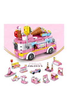 Y&D Building Toys for Girls, 12in1 ce Cream Truck Blocks Construction Vehicles Kit, STEM Learning Bricks Set, Birthday Gifts Kids Children Girls Boys Age 612 553 Pieces  - Image 1