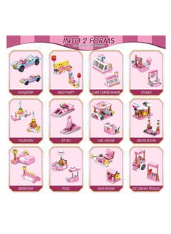 Y&D Building Toys for Girls, 12in1 ce Cream Truck Blocks Construction Vehicles Kit, STEM Learning Bricks Set, Birthday Gifts Kids Children Girls Boys Age 612 553 Pieces  - Image 4