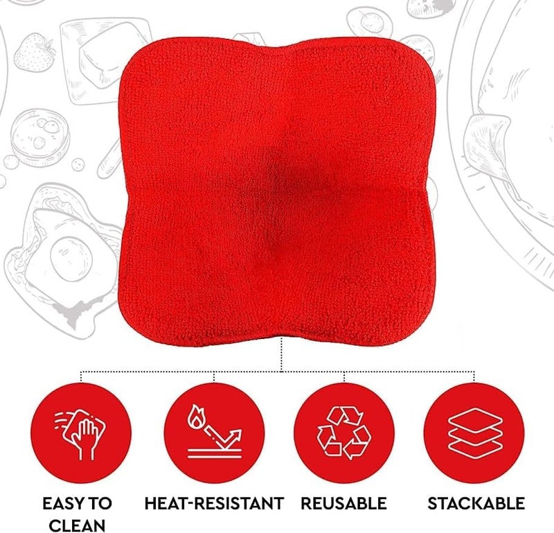 ULVEOL Set 2X Red 7 sq x 4H Microwave Polyester Bowl Cloth Hot Pads Pot Holders Hot Pad Pot Holder Microwavable Bowl Cozies for Food Ooma Ramen Bowl Cozy or Soup Koozie Good Kitchen Accessories Gadget - Image 3