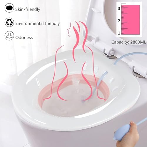 PRANIJ Sitz Bath Basin for Toilet with Flusher – Foldable Sitz Tub for Postpartum Care, Hemorrhoids, Piles, Anal Fissures, Post-Surgery Recovery & Elderly Hygiene – Portable, Ergonomic & Easy to Clean (Petal Pink) - Image 2