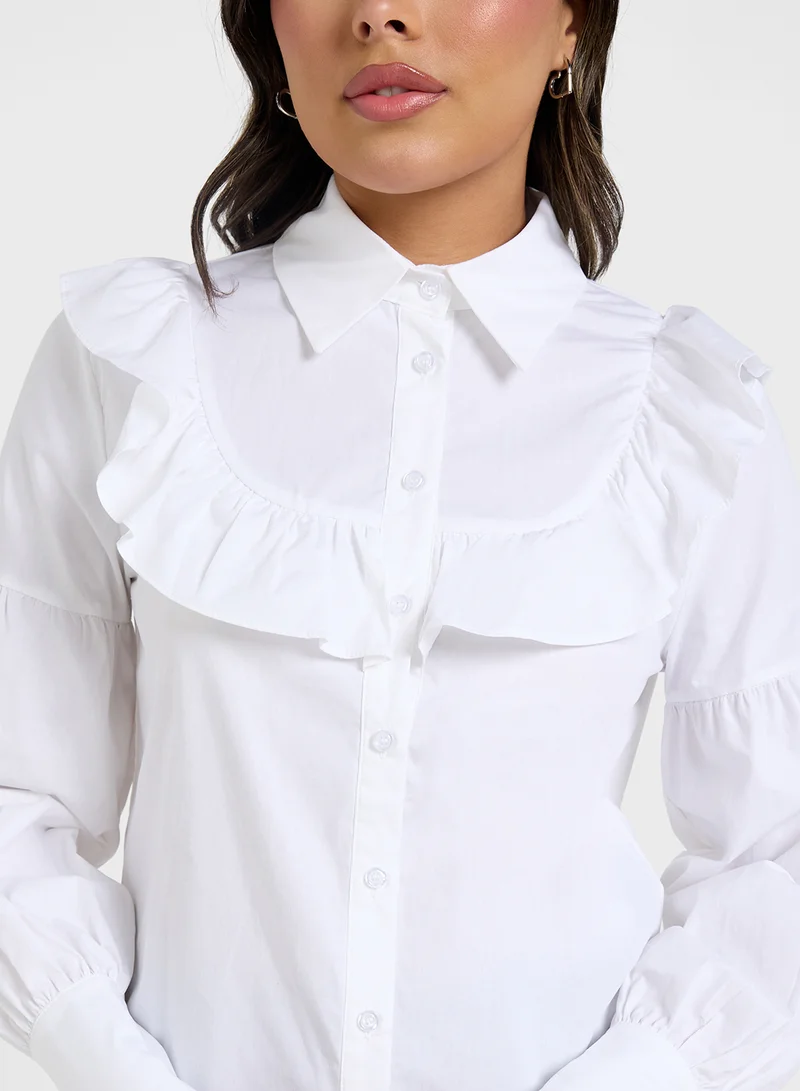 Ginger Ruffle Neck Button Down Shirt