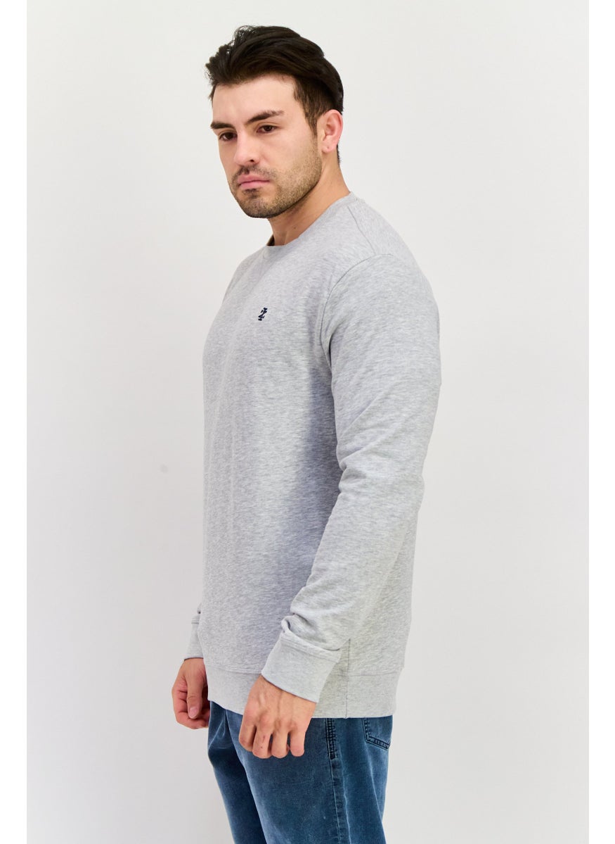 Men Crew Neck Embroidered Logo Long Sleeves Sweatshirt, Grey - pzsku/Z6698EB8AEE8373342212Z/45/_/1738161233/862e9ebb-5157-45a1-b7f4-7d88d69abd9c