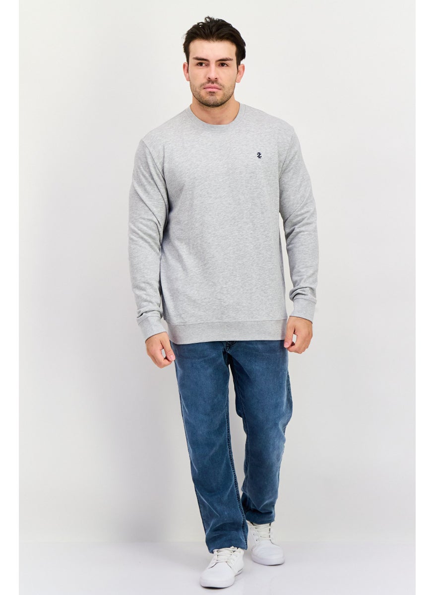 Men Crew Neck Embroidered Logo Long Sleeves Sweatshirt, Grey - pzsku/Z6698EB8AEE8373342212Z/45/_/1738161236/81e38c33-dd54-4f53-ad62-ddb402a3c976