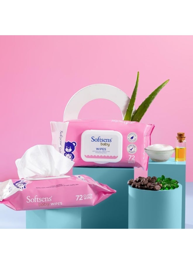 Softsens Baby Wipes - Wipes for Baby with Aloe Vera & Moisturising Lotion, 72 Pcs (Pack of 5) - Image 5