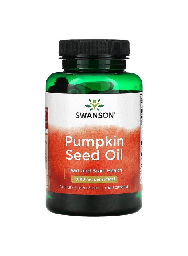 Swanson Pumpkin Seed Oil Brain Health Cardiovascular Support High Bioavailable Essential Fatty Acids (EFAs) Combination Herbal Supplement 1000 mg 100 Softgel Capsules - Image 1
