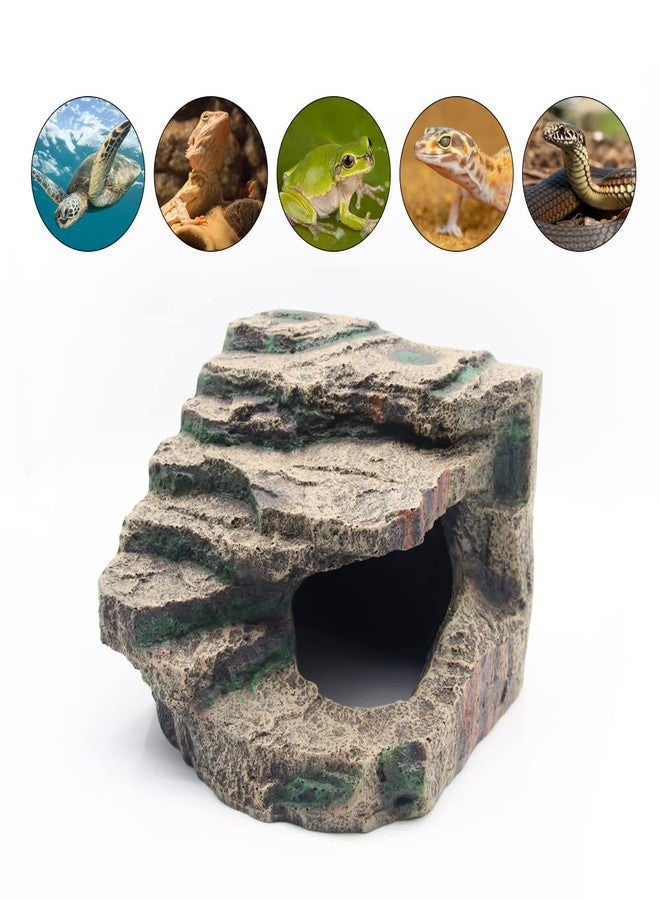 APlayfulBee Turtle Basking Platform Habitat Hiding Cave Reptile Habitat Climbing Resin Fish Tank Aquarium Ornament for Lizards, Frogs, Snakes,Chameleon - Image 4