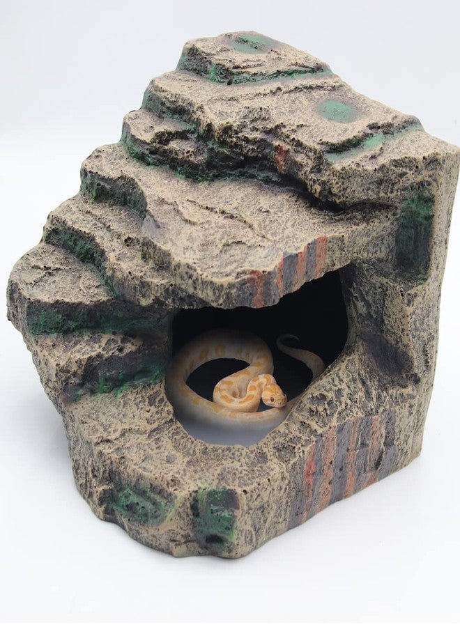 APlayfulBee Turtle Basking Platform Habitat Hiding Cave Reptile Habitat Climbing Resin Fish Tank Aquarium Ornament for Lizards, Frogs, Snakes,Chameleon - Image 1