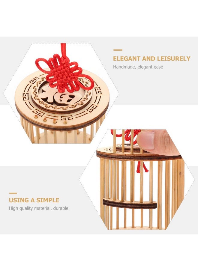 balacoo Balacoo Square Grasshopper Cage - Wooden Hanging Cricket Habitat Box with Chinese Knot, Carrying Cage for Grasshopper Crickets Kids Outdoor Toys  - Image 3