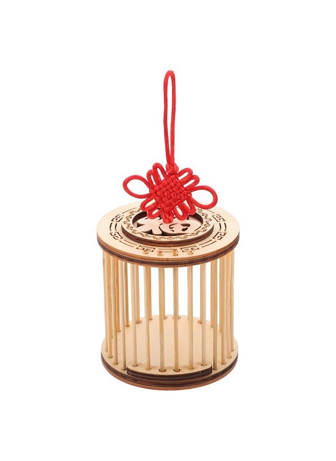 balacoo Balacoo Square Grasshopper Cage - Wooden Hanging Cricket Habitat Box with Chinese Knot, Carrying Cage for Grasshopper Crickets Kids Outdoor Toys  - Image 1