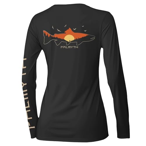 Palmyth Fishing Shirts for Women UPF 50 Sun Protection Long Sleeve TShirt BlackEndless Stream L - Image 1