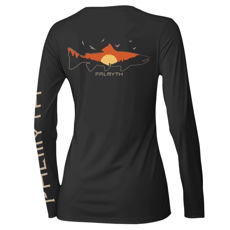Palmyth Fishing Shirts for Women UPF 50 Sun Protection Long Sleeve TShirt BlackEndless Stream L - Image 2