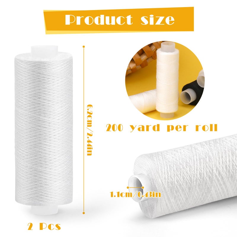 Zmaagg Sewing Thread  200 Yards Per Roll White Thread For Sewing  Polyester Threads For Sewing Machine  Hand Stitching  Embroidery - Image 2