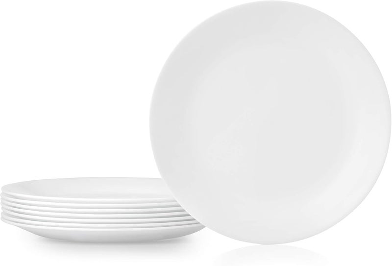 Corelle Vitrelle 8Piece Dinner Plates Set Triple Layer Glass and Chip Resistant Lightweight Round Plates Winter Frost White - Image 1