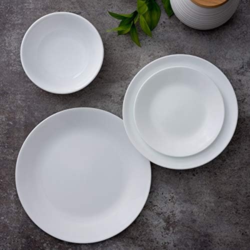 Corelle Vitrelle 8Piece Dinner Plates Set Triple Layer Glass and Chip Resistant Lightweight Round Plates Winter Frost White - Image 2