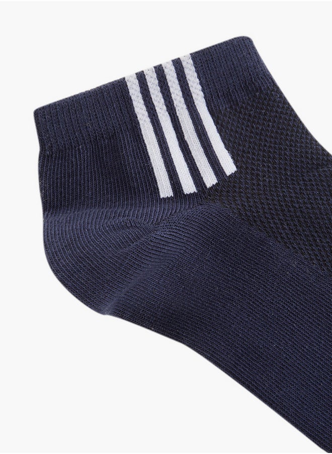 Logo Print Non Terry Ankle Length Socks - Set of 5