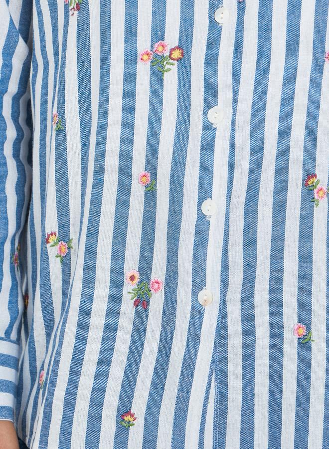 ستايلي بلوزة مخطط بتطريز زهور - Image 4