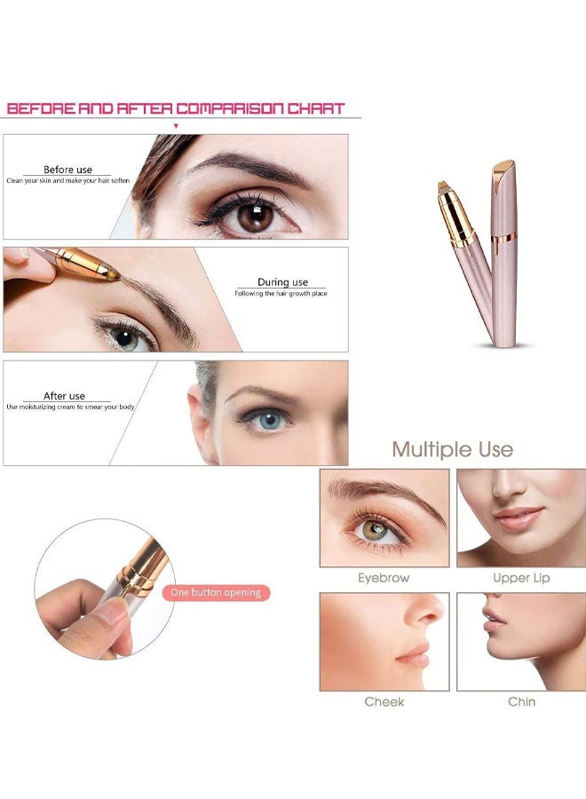 Rechargeable Eyebrow Hair Remover,Electric Painless Eyebrow Trimmer Epilator, Portable Eyebrow Hair Removal Razor Eyebrow Razor With Light,Brows Shaper. For Face Hair And Nose Hair - Image 5