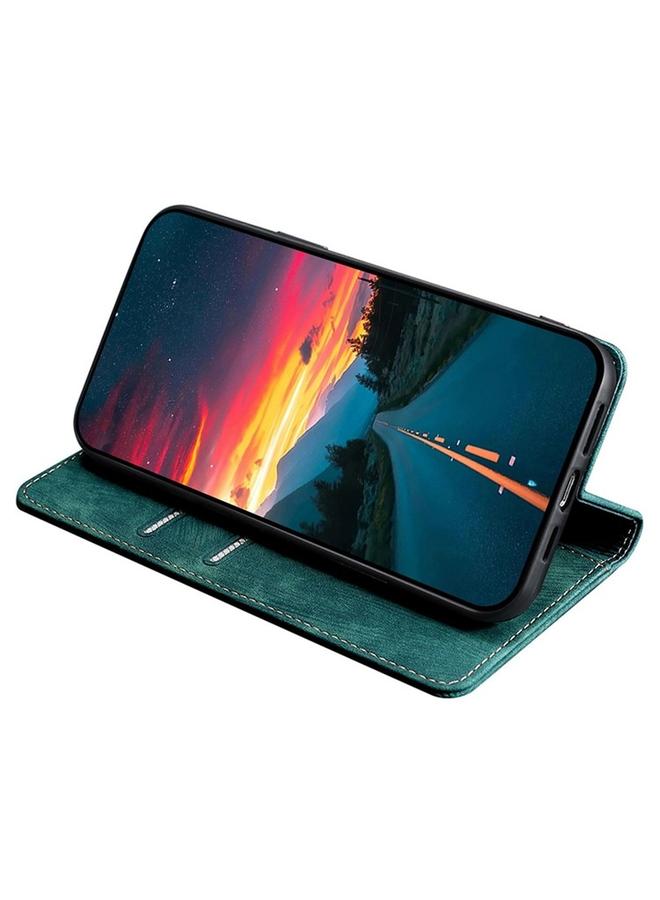 S-TOP Case For Samsung Galaxy S25 5G RFID Anti-theft Brush Magnetic Leather Phone Case - Image 4