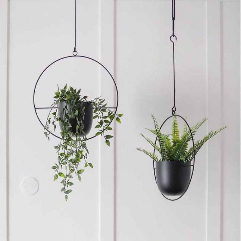 ABETREE Hanging Planter for Indoor Outdoor Plants Metal Mid Century Minimalist Wall Ceiling Plant Hanger, Hanging Flower Pot Basket Holder for Home Office DÃ©cor(Black) - Image 5
