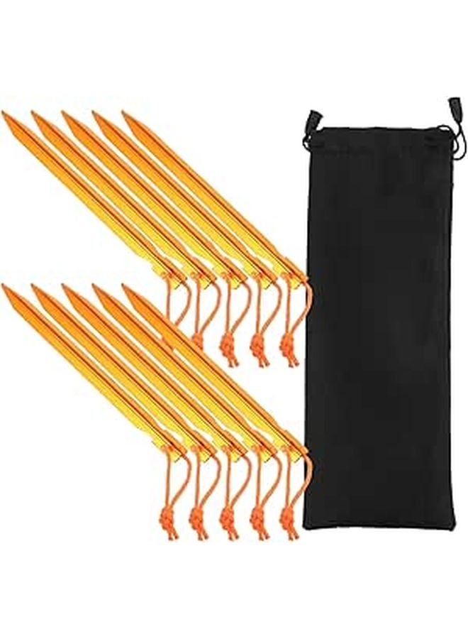 Aluminum Alloy Tent Pegs 18cm Lightweight with Pull Ropes and Storage Bag for Outdoor Camping - Image 1