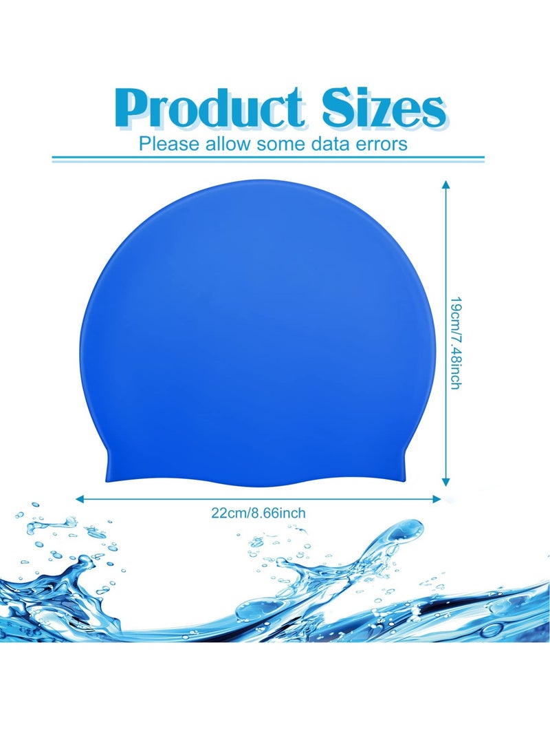 Excefore Kids Swim Cap for Boys Girls, Kids Swim Caps for Long Hair & Braids Silicone Swimming Cap, Large Waterproof Swim Hat, for Short/Long Hair to Keep Hair Dry (Pink, Blue, Black, 3 Pieces) - Image 2