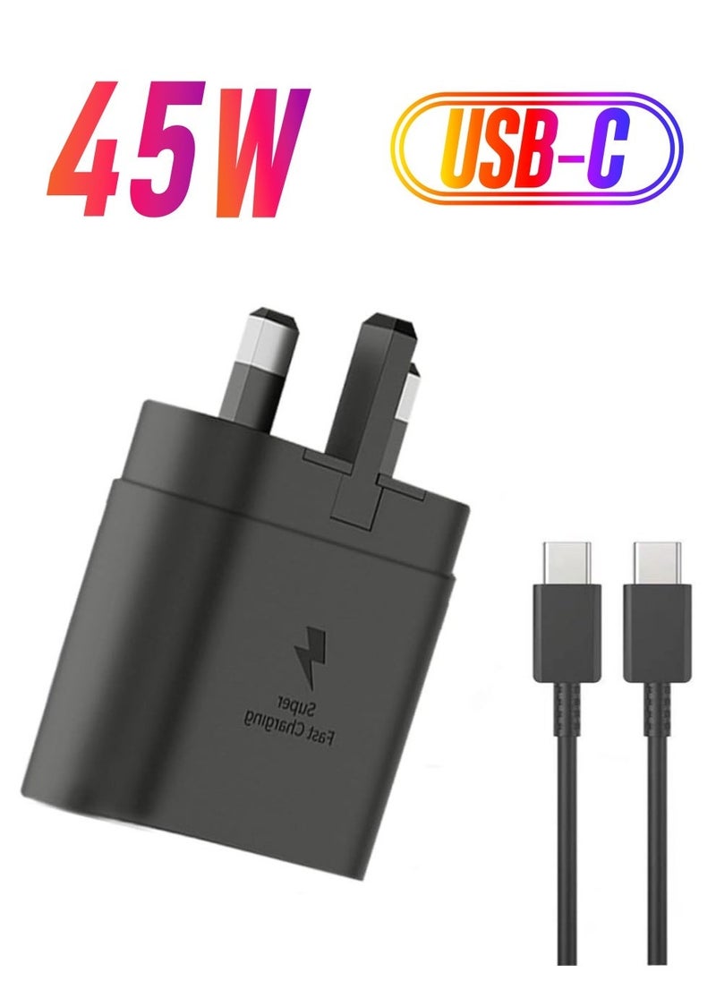 ELTRAZONE 45W Super Fast Charger UK Plug for Samsung Galaxy S23Ultra,S23+,S23,S22Ultra,S22+,S22,S21Ultra,S21+,S21,S20,A33,A50,A51,A52,A53,A54,A71,A72,M33,Tab A8,S8,A7, Ultra S8 USB C Wall Charging Cable adapter - Image 1