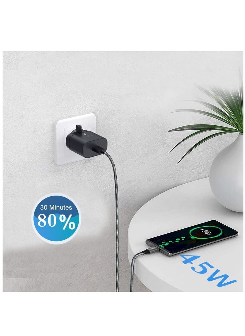 ELTRAZONE 45W Super Fast Charger UK Plug for Samsung Galaxy S23Ultra,S23+,S23,S22Ultra,S22+,S22,S21Ultra,S21+,S21,S20,A33,A50,A51,A52,A53,A54,A71,A72,M33,Tab A8,S8,A7, Ultra S8 USB C Wall Charging Cable adapter - Image 3