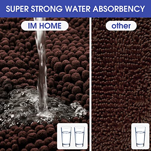 ACCUMTEK Striped Brown Bathroom Rug Set 3 Pieces Ultra Soft, Non Slip Chenille Toilet Mat, Absorbent Plush Shaggy Bath Mats for Bathroom, Bedroom, Kitchen - Image 3