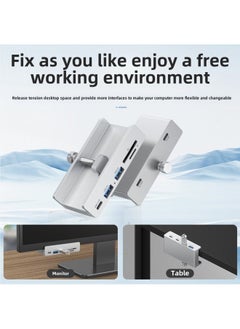 USB3.0 Desktop Multi-port Hub Fixed Clip Splitter TypeC Docking Station Card Reader With Power Supply-Number Of Interfaces:2a1cts (usb3.0)-black (2-in-1 Data Cable)